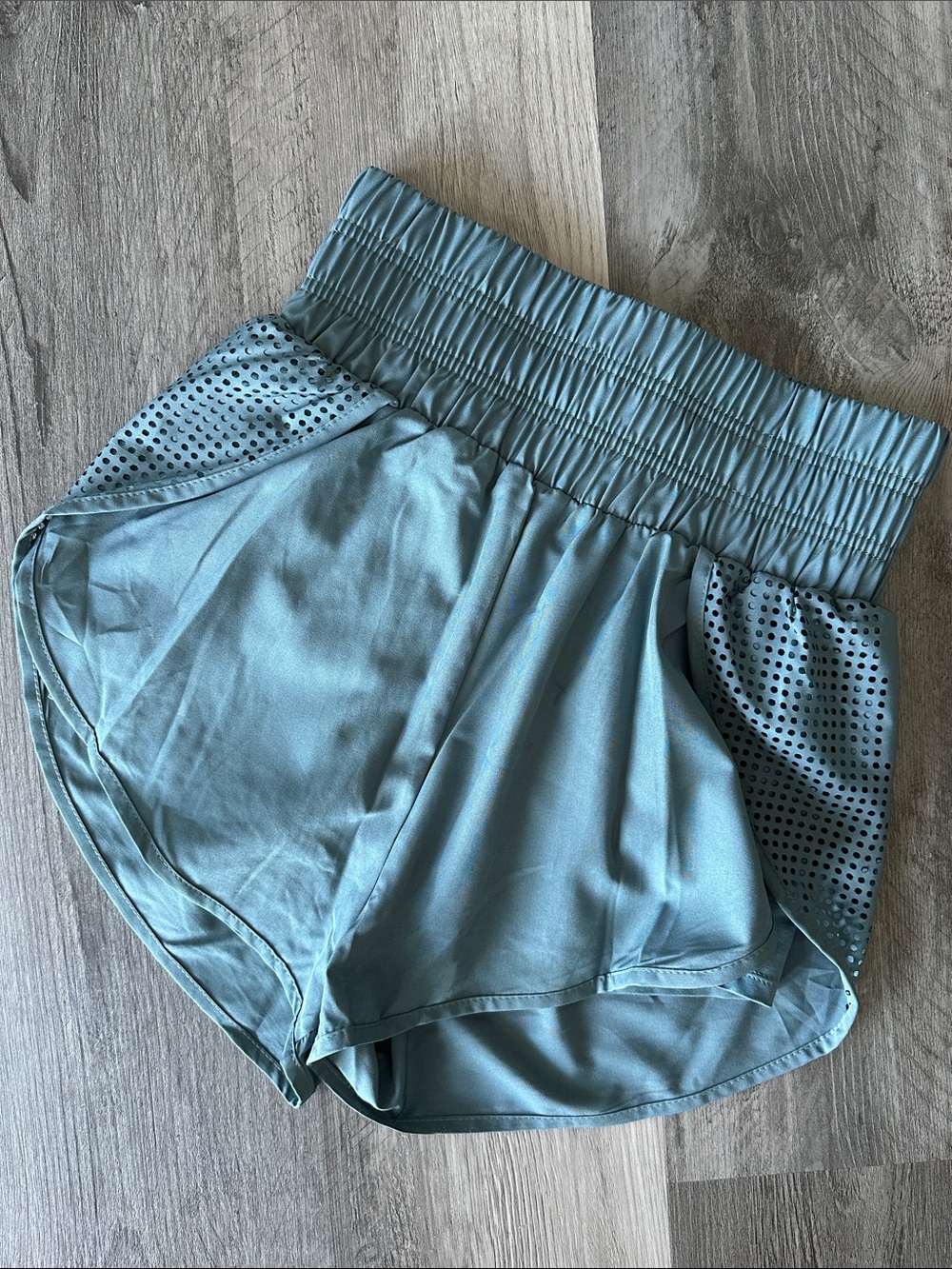 SHEIN Light Teal Women's Athletic Shorts with Perforated Side Panels